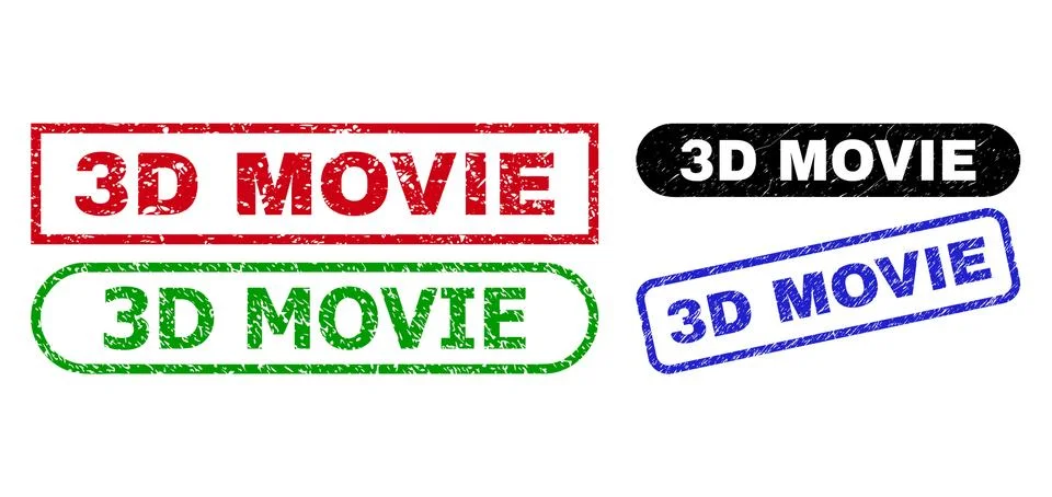 3D MOVIE Rectangle Stamps Using Rubber Texture Illustrazione stock