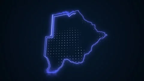 3D Moving Neon Blue Botswana Map Borders Outline Loop Background Stock Footage 271616229