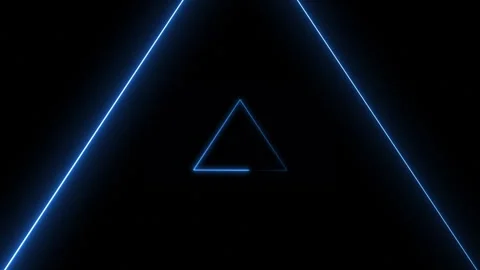 3D Moving Through Glowing Blue Triangle Tunnel with Animated Light Lines on Stock Footage 340179787