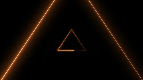 3D Moving Through Glowing Orange Triangle Tunnel with Animated Light Lines on Stock Footage 339775081