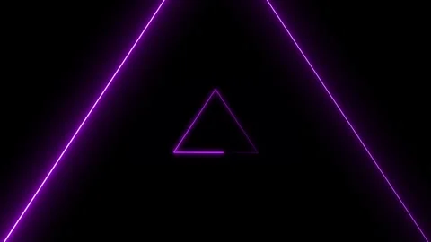 3D Moving Through Glowing Purple Triangle Tunnel with Animated Light Lines on Stock Footage 339774875