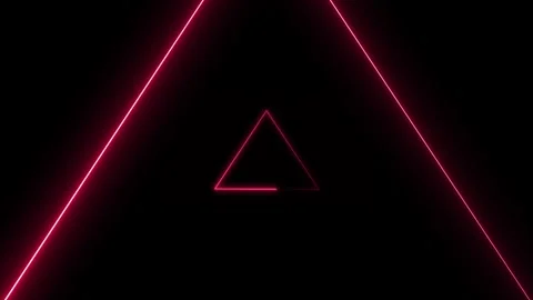 3D Moving Through Glowing Red Triangle Tunnel with Animated Light Lines on Stock Footage 339775108