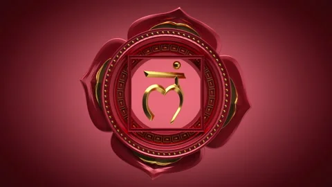 3d muladhara root chakra rotating, support, red esoteric looped background Video stock 132719193