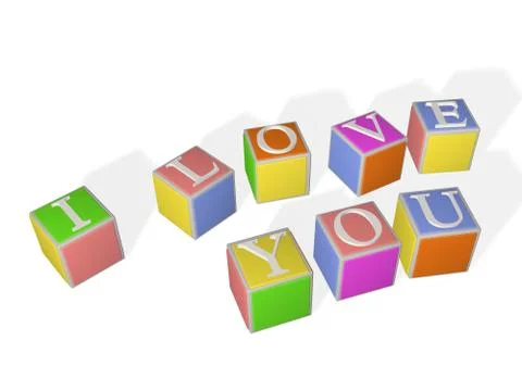 3D multi-coloured children's cubes with letters Stock Illustration