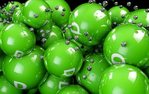 3d multicolor ball Vitamine on a black background Stock Illustration