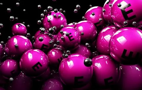 3d multicolor ball Vitamine on a black background Stock Illustration