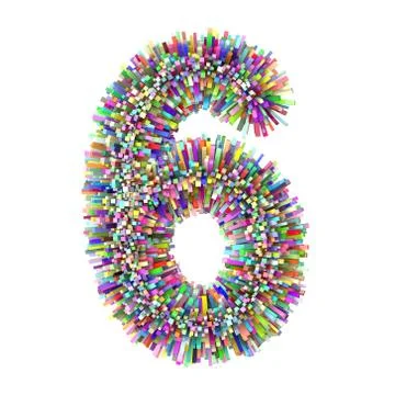 3d Multicolor Bricks creative cute decorative number 6 Stock Illustration