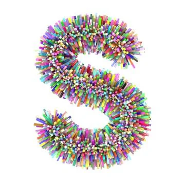 3d multicolor Bricks creative cute decorative letter S Stock Illustration
