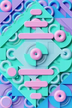 3D multicolor geometric shapes . Abstract  design elements. Dynamic  abctract Stock Illustration