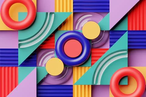 3D multicolor geometric shapes . Abstract  design elements. Dynamic  abctract イラスト素材