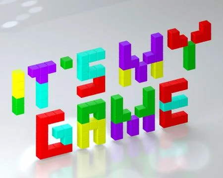 3d multicolored blocks Lettering is "It's my game" Stock Illustration