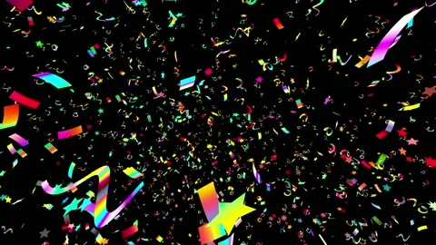 3D Multicolored Confetti Black Background Video stock 136748389