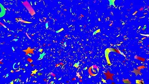 3D Multicolored Confetti Blue Background Видео 136748041