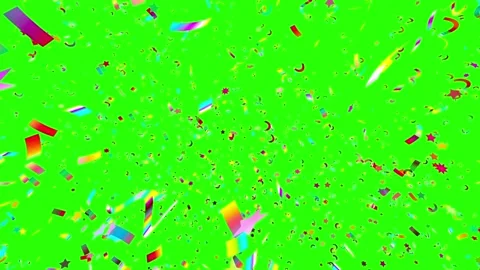 3D Multicolored Confetti Green Background Video stock 136748171