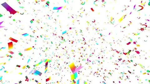3D Multicolored Confetti White Background Video stock 136748312