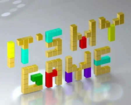 3d multicoloured blocks Lettering is "It's my game" Stock Illustration