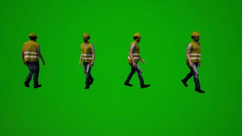 3D multiple building supervisors on green screen walking and working and shoppin Stock Footage 228798482