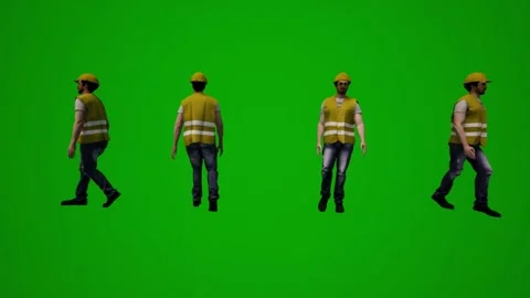 3D multiple building supervisors on green screen walking and working and shoppin Stock Footage 228798483