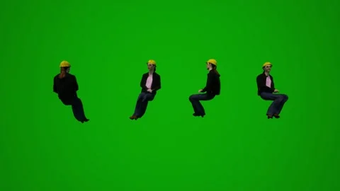 3D multiple building supervisors on green screen walking and working and shoppin Stock Footage 228798496