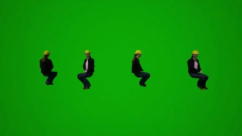 3D multiple building supervisors on green screen walking and working and shoppin Stock Footage 228798497