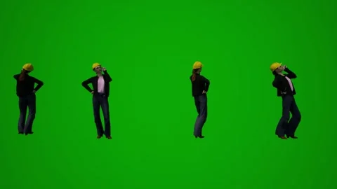 3D multiple building supervisors on green screen walking and working and shoppin Stock Footage 228798520