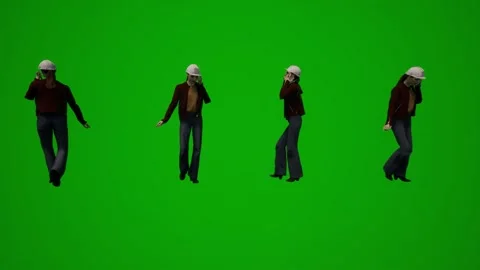 3D multiple building supervisors on green screen walking and working and shoppin Stock Footage 228798527
