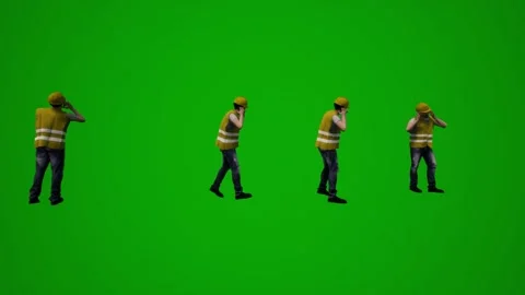 3d multiple construction project workers on green screen working and talking on  Stock Footage 228798464