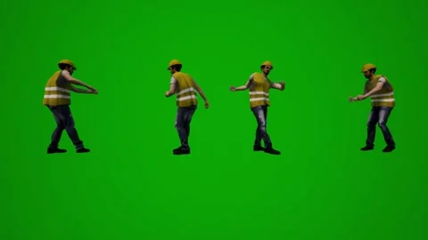 3d multiple construction project workers on green screen working and talking on  Stock Footage 228798468