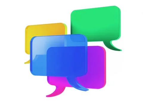 3d Multiple Various Colored Speech Bubbles Illustration Ilustração Stock