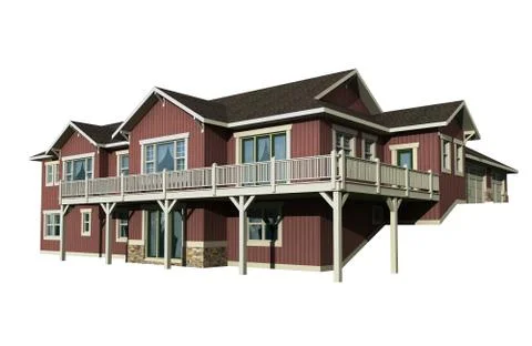 3D Multistory House Model Stock Illustration
