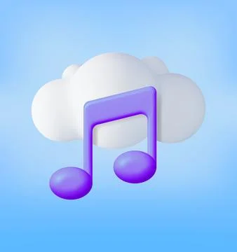 3D Music Note in Cloud. Render Streaming Music Illustrazione stock