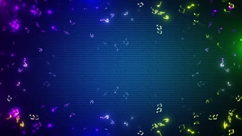 3D Music Notes Flowing Flying Music Notes Animation, Falling on Golden Loop Stock Footage 312579480