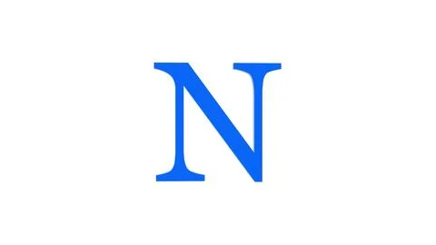 3d N letter logo loopable rotated blue color white background Stock Illustration