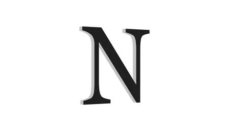 3d N letter logo loopable black color white background Illustrazione stock