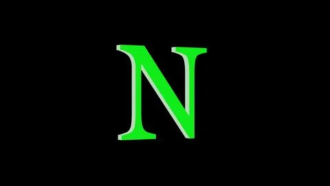 3d N letter logo loopable green color black background Illustrazione stock