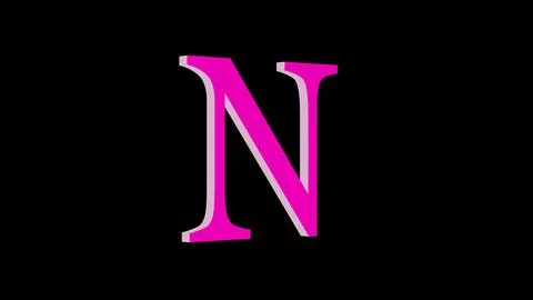 3d N letter logo loopable pink color black background Illustrazione stock