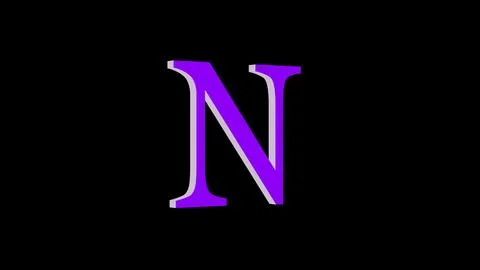3d N letter logo loopable purple color black background Stock Illustration