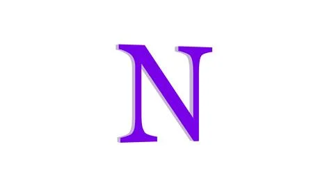 3d N letter logo loopable purple color white background Illustrazione stock