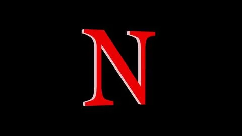 3d N letter logo loopable red color black background Illustrazione stock
