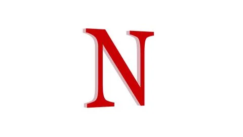 3d N letter logo loopable red color white background Stock Illustration