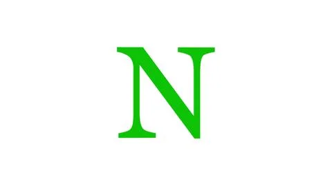 3d N letter logo loopable rotated green color white background Illustrazione stock