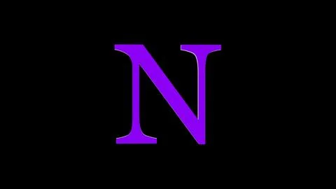 3d N letter logo loopable rotated purple color black background Illustrazione stock