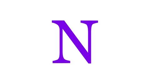 3d N letter logo loopable rotated purple color white background Stock Illustration