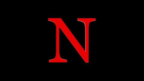 3d N letter logo loopable rotated red color black background Stockillustratie