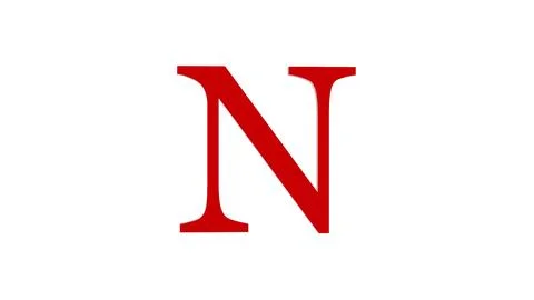 3d N letter logo loopable rotated red color white background Stock Illustration