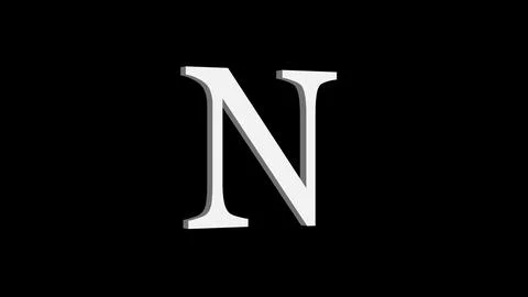 3d N letter logo loopable white color black background Stock Illustration