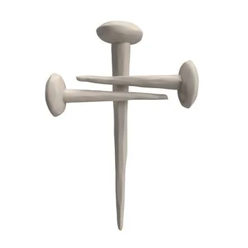 3d nails of Jesus Christ in form of cross. Easter icon rendering christian 스톡 일러스트