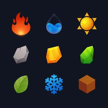 3d nature elements set Illustrazione stock