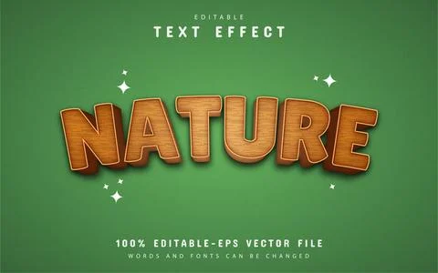 3d nature text effect with wood pattern Stock Illustration