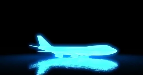 3D NEON AIRPLANE Stock Footage 129061711